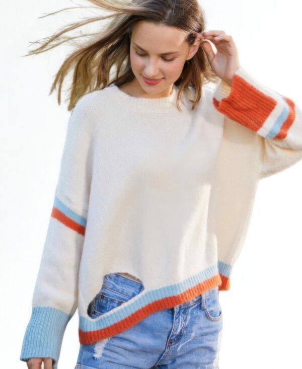 Colorblock Sweater with Asymmetrical Cutout