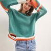 Colorblock Sweater with Asymmetrical Cutout
