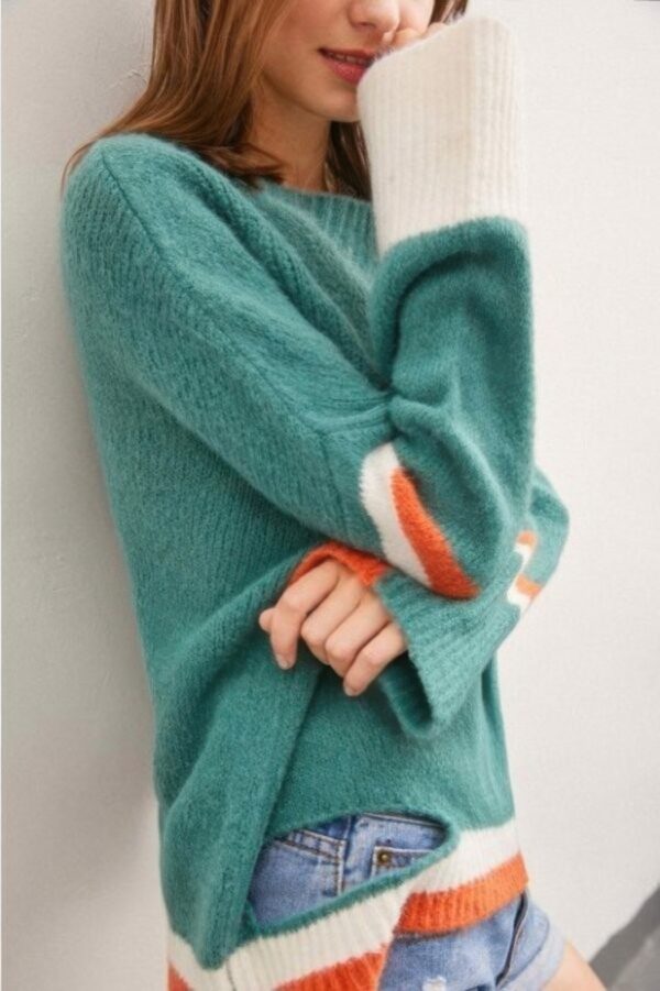 Colorblock Sweater with Asymmetrical Cutout