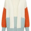 Color Block Open-Front Cardigan with Pockets