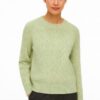 Light Green Braid Cable-Knit Sweater - High-Low Hem