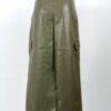 PU Front-Pocket Maxi Skirt with Drawstring