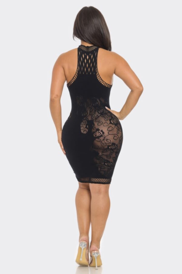 Cutout Sleeveless Midi Dress - Bodycon Mock Neck