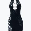 Cutout Sleeveless Midi Dress - Bodycon Mock Neck