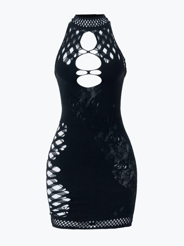 Cutout Sleeveless Midi Dress - Bodycon Mock Neck