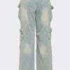 Straight-Leg Denim Cargo Jeans - Distressed Utility