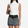 Irregular Frayed Denim Mini Skirt - Street-Ready