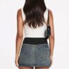 Irregular Frayed Denim Mini Skirt - Street-Ready