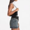 Irregular Frayed Denim Mini Skirt - Street-Ready