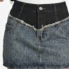 Irregular Frayed Denim Mini Skirt - Street-Ready