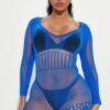 Lace Jumpsuit with Cutouts and Dot Mesh