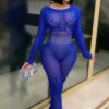 Lace Jumpsuit with Cutouts and Dot Mesh