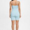 Ribbed Spaghetti-Strap Romper with Open Back