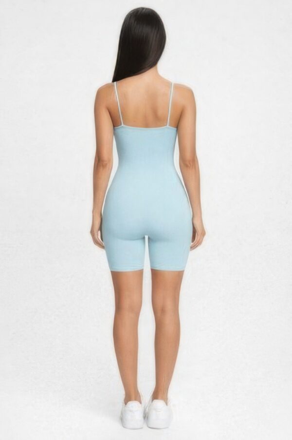 Ribbed Spaghetti-Strap Romper with Open Back