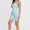 Ribbed Spaghetti-Strap Romper with Open Back