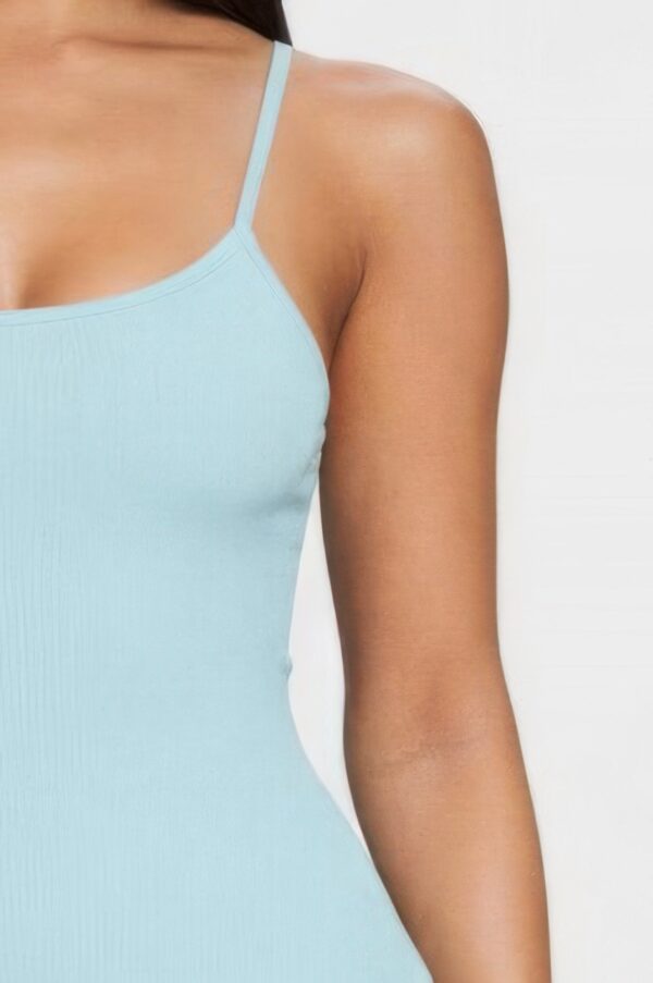 Ribbed Spaghetti-Strap Romper with Open Back