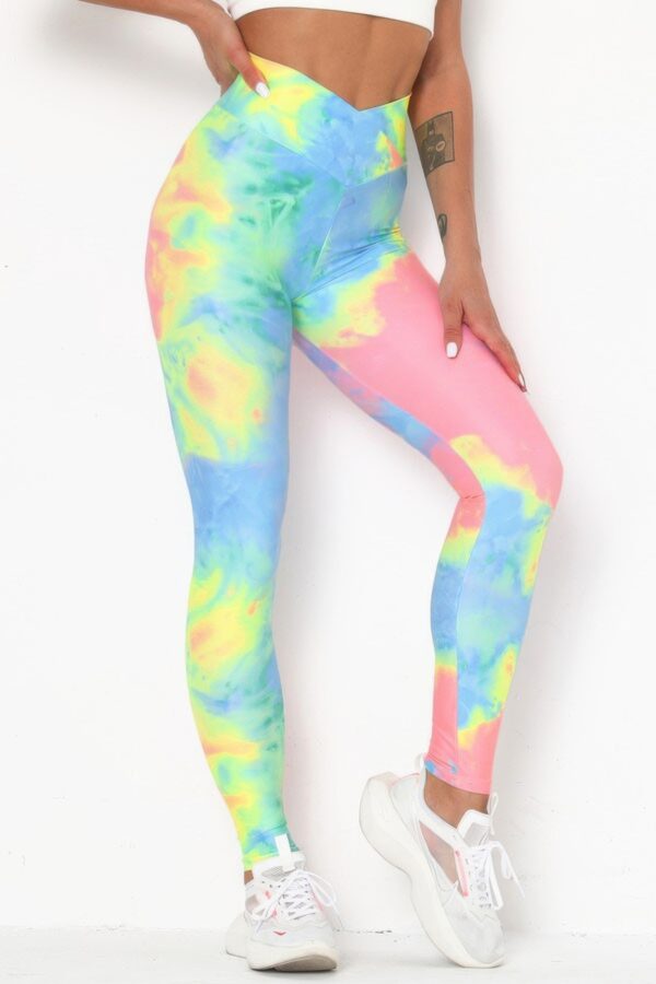 Tie-Dye Yoga Legging - Cross-Waist Ruched Back