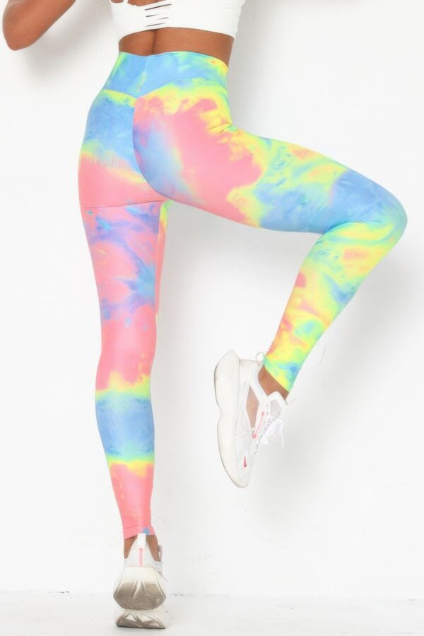 Tie-Dye Yoga Legging - Cross-Waist Ruched Back