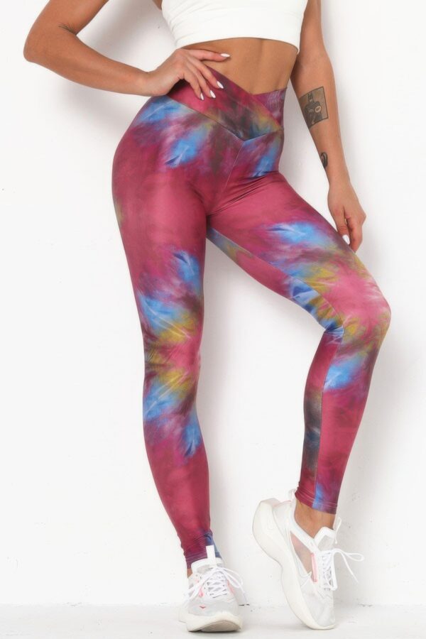 Tie-Dye Yoga Legging - Cross-Waist Ruched Back