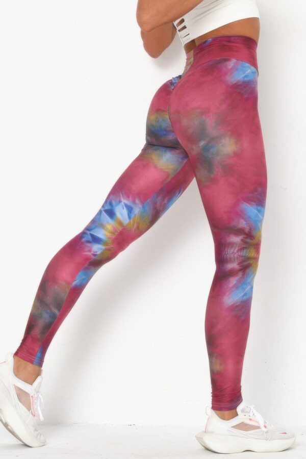 Tie-Dye Yoga Legging - Cross-Waist Ruched Back