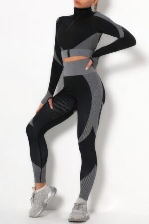 Colorblock Zip-Front Activewear Set