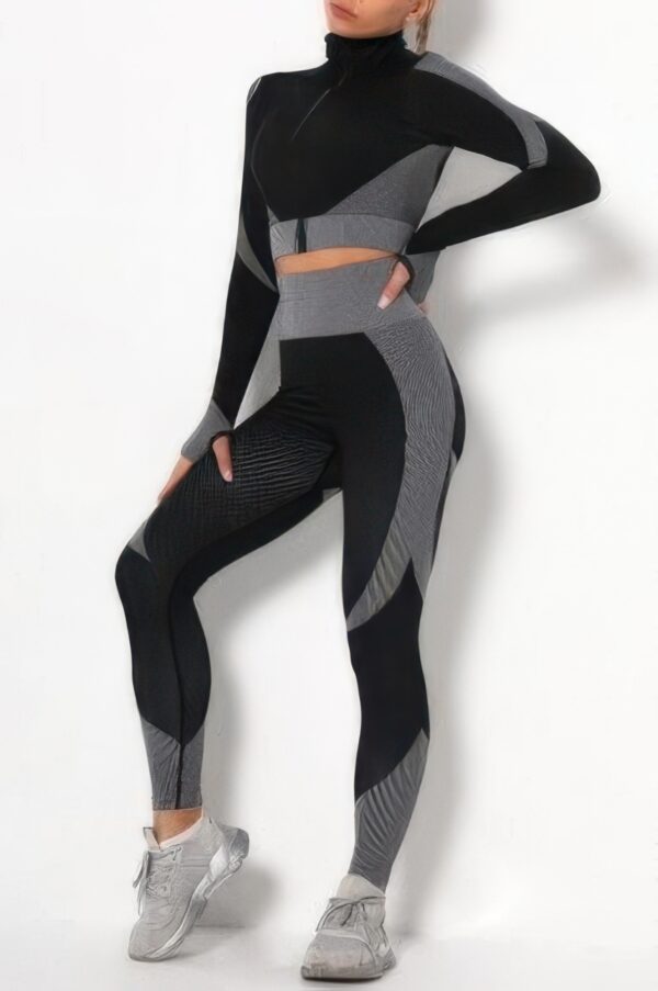 Colorblock Zip-Front Activewear Set
