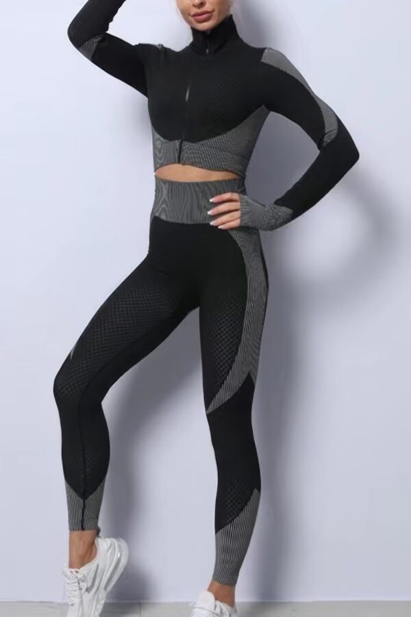 Colorblock Zip-Front Activewear Set