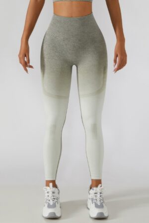 Seamless High-Waist Yoga Leggings - Ribbed Waistband