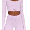 Seamless Long-Sleeve Crop Top & High-Waist Shorts Set