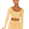 Seamless Long-Sleeve Crop Top & High-Waist Shorts Set