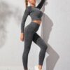 Seamless Two-Piece Active Set - Cropped Top & High-Waist Leggings