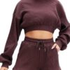 Cropped Long-Sleeve Two-Piece Set with Drawstring Pants