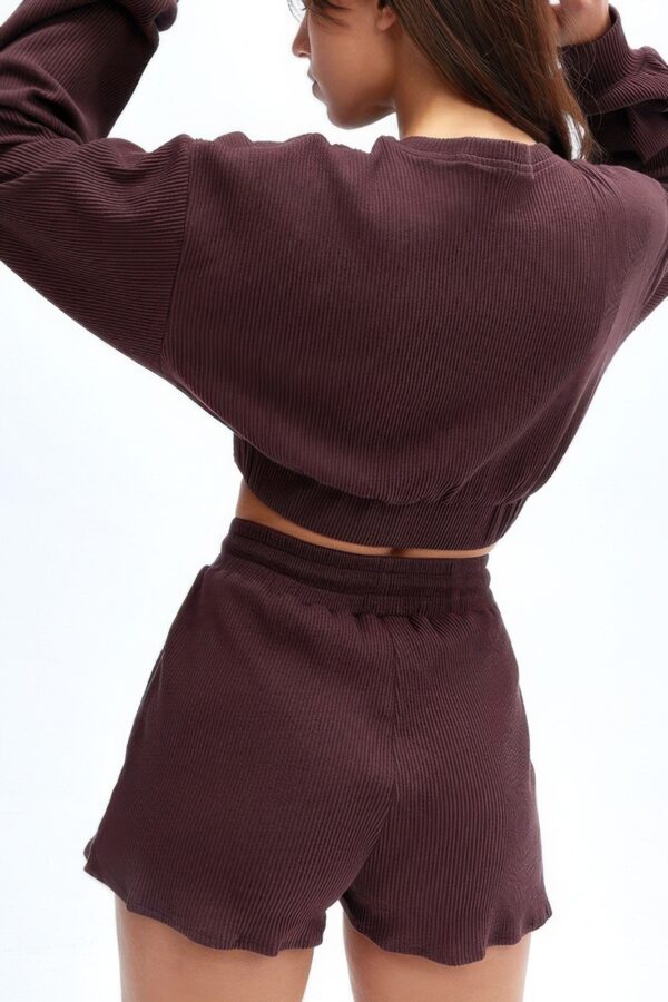 Cropped Long-Sleeve Two-Piece Set with Drawstring Pants