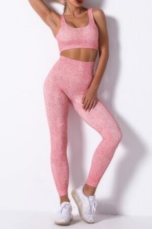 Racerback Two-Piece Yoga Set - Printed High-Waist