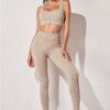 Yoga Two-Piece Set - Seamless Cropped Top & High-Waist Leggings