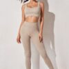 Yoga Two-Piece Set - Seamless Cropped Top & High-Waist Leggings