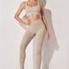 Yoga Two-Piece Set - Seamless Cropped Top & High-Waist Leggings