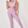 Yoga Two-Piece Set - Seamless Cropped Top & High-Waist Leggings