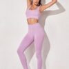 Yoga Two-Piece Set - Seamless Cropped Top & High-Waist Leggings