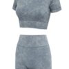 Sporty Two-Piece Yoga Set - Cropped Top & High-Waist Shorts