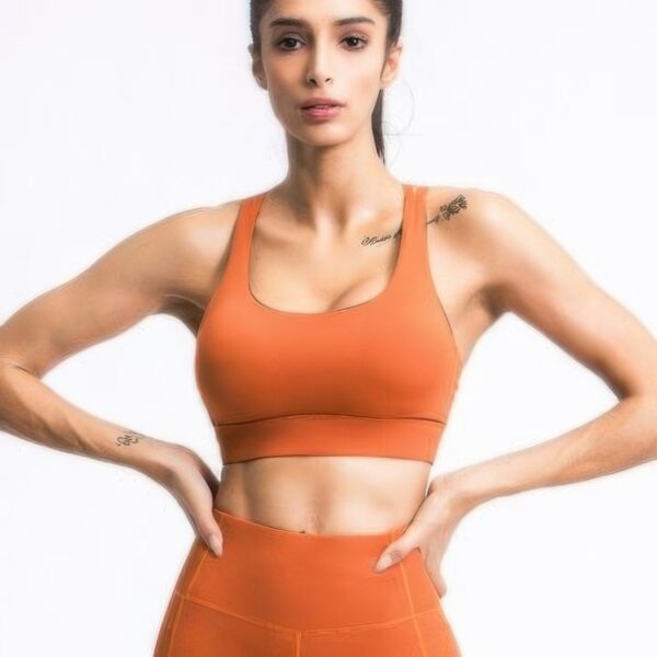 Cross-Back Sports Bra with Strappy Back