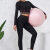 Color Block Two-Piece Yoga Set - Cropped Top & Leggings