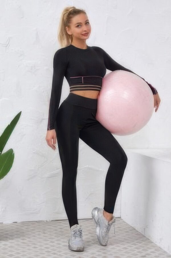 Color Block Two-Piece Yoga Set - Cropped Top & Leggings