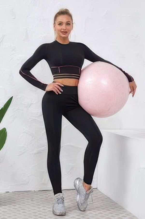 Color Block Two-Piece Yoga Set - Cropped Top & Leggings