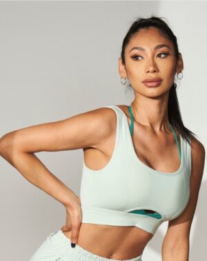 Sports Bra with Front Cutout and Color-Block Detail