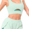 Sports Bra with Front Cutout and Color-Block Detail