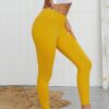 Solid High-Waist Yoga Leggings with Ruched Back