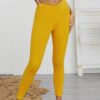 Solid High-Waist Yoga Leggings with Ruched Back