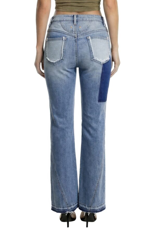 Curve-Panel Ripped Flare Jeans - High-Rise