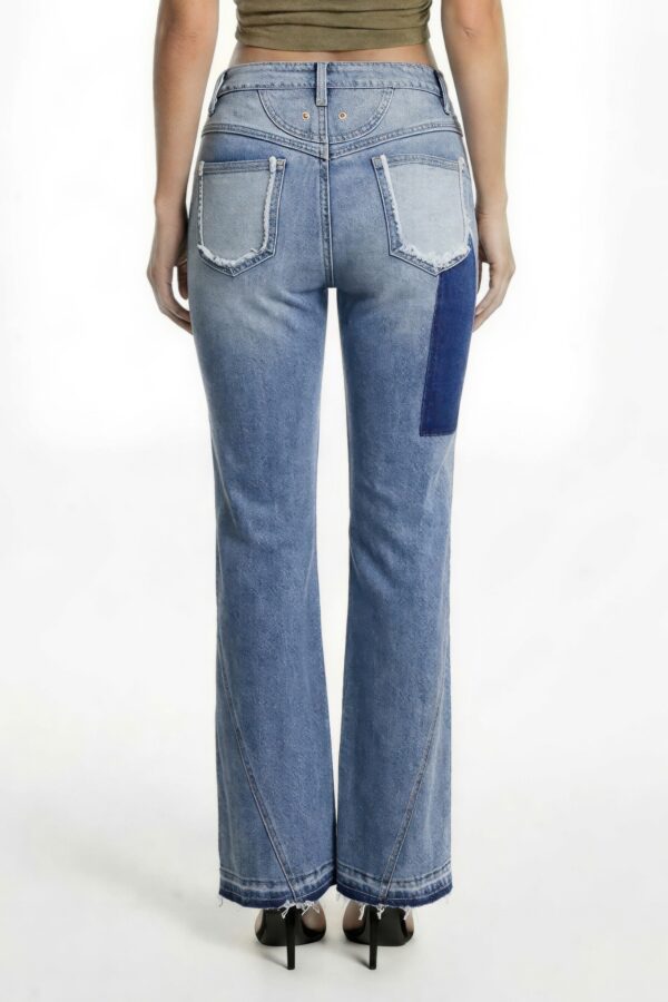 Curve-Panel Ripped Flare Jeans - High-Rise